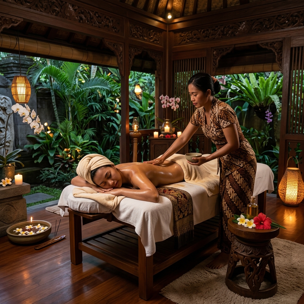 A massage therapist performing a Balinese massage on a client at Sank Spa in Ibrahim Bagh, Hyderabad